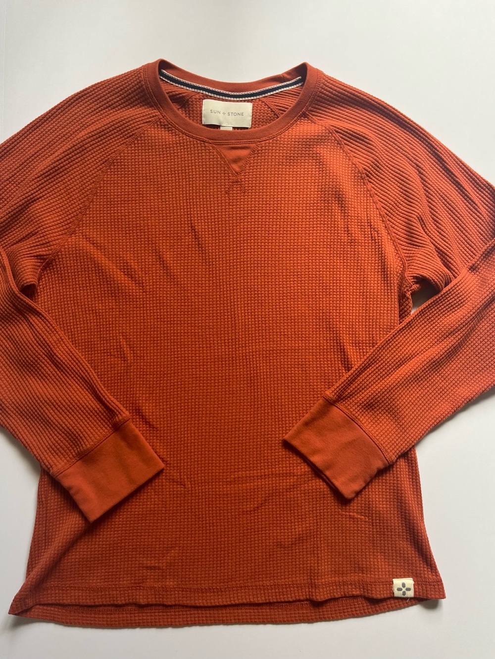 Sun + Stone Men's Waffle Crewneck Sweater - Rust
